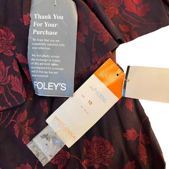 NWT Vintage Maggie London Roses Midi Dress Conservative Holiday Event Formal 10 - Picture 9 of 14